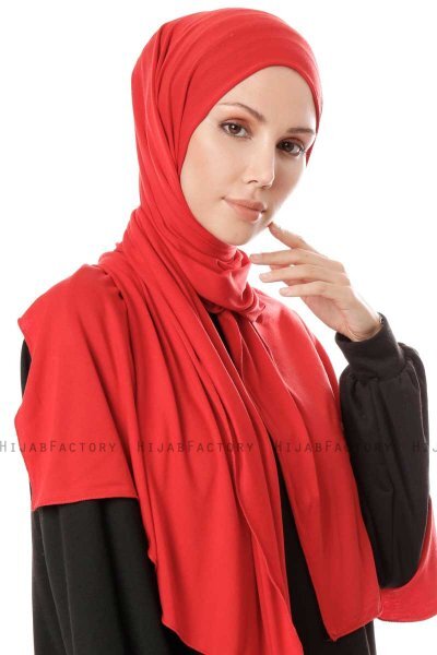 Hande - Rød Bomull Hijab - Gülsoy