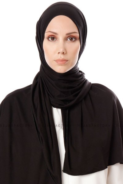 Hande - Svart Bomull Hijab - Gülsoy