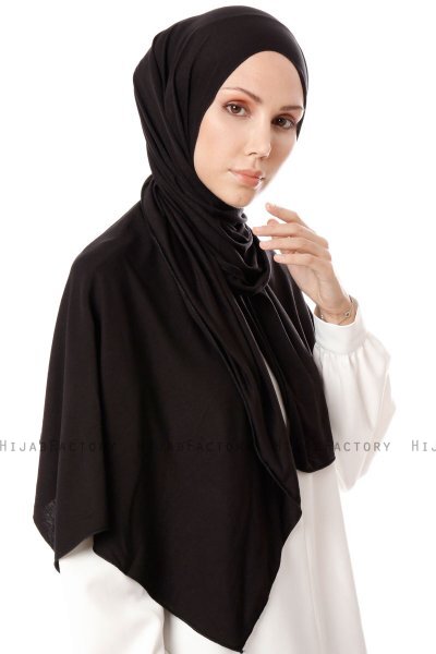 Hande - Svart Bomull Hijab - Gülsoy