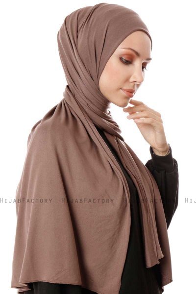 Hande - Taupe Bomull Hijab - Gülsoy