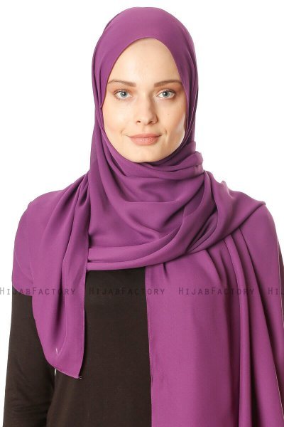 Hazal - Lilla Crepe Hijab - Ecardin