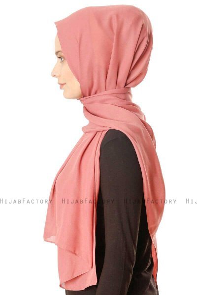 Hazal - Mursteinsrød Crepe Hijab - Ecardin