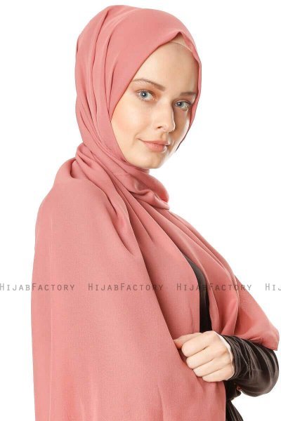 Hazal - Mursteinsrød Crepe Hijab - Ecardin