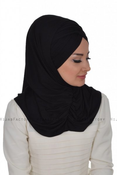 Hilda - Svart Bomull Hijab