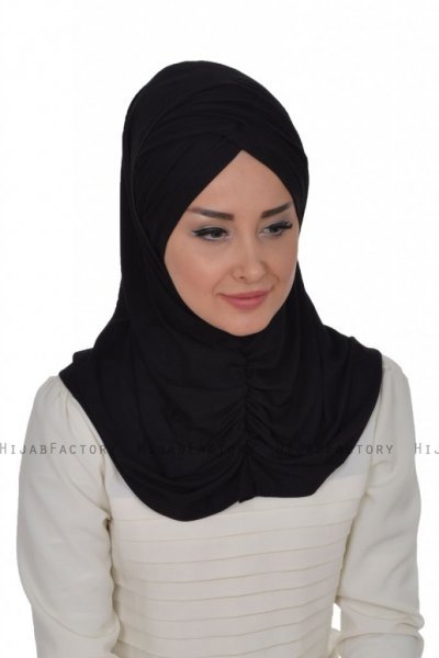 Hilda - Svart Bomull Hijab