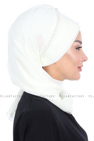 Hillevi - Creme Chiffon Instant Turban