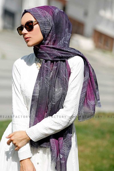 Isfa - Lilla Mønstret Hijab - Sal Evi