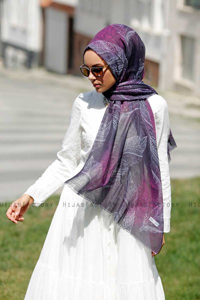 Isfa - Lilla Mønstret Hijab - Sal Evi