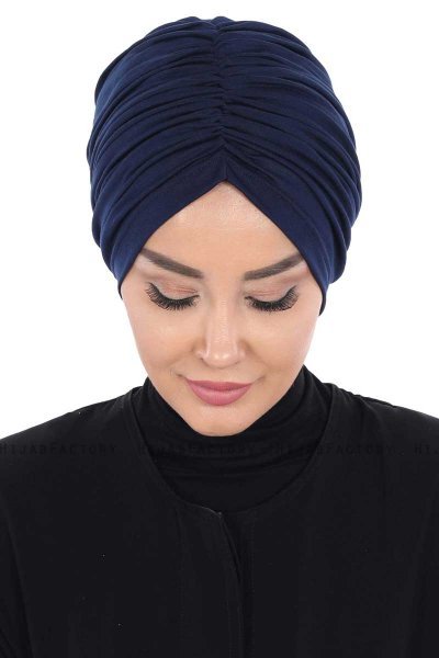 Jill - Marineblå Bomull Turban - Ayse Turban