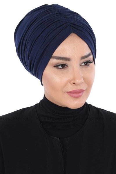 Jill - Marineblå Bomull Turban - Ayse Turban