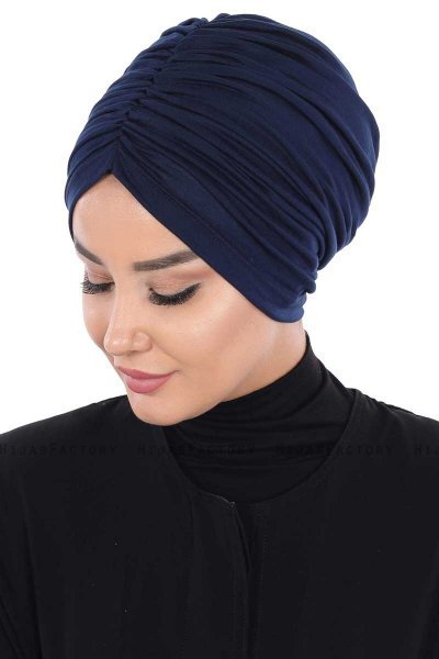 Jill - Marineblå Bomull Turban - Ayse Turban