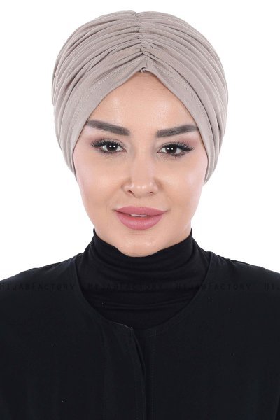 Jill - Taupe Bomull Turban - Ayse Turban