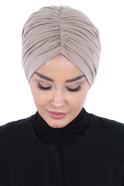 Jill - Taupe Bomull Turban - Ayse Turban