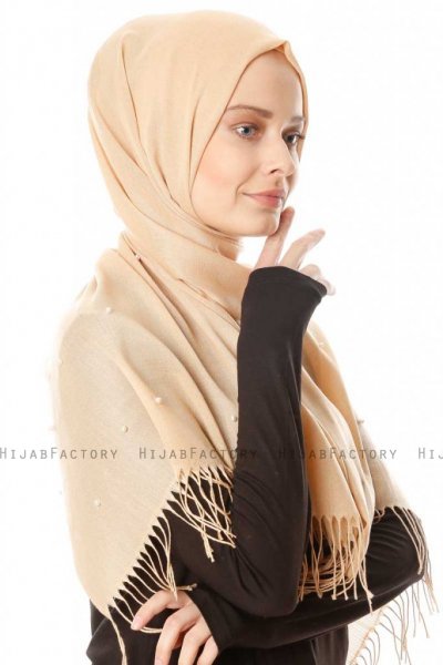 Kadri - Beige Hijab Med Perler - Özsoy