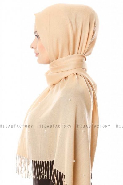 Kadri - Beige Hijab Med Perler - Özsoy