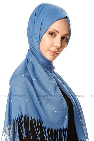 Kadri - Blå Hijab Med Perler - Özsoy