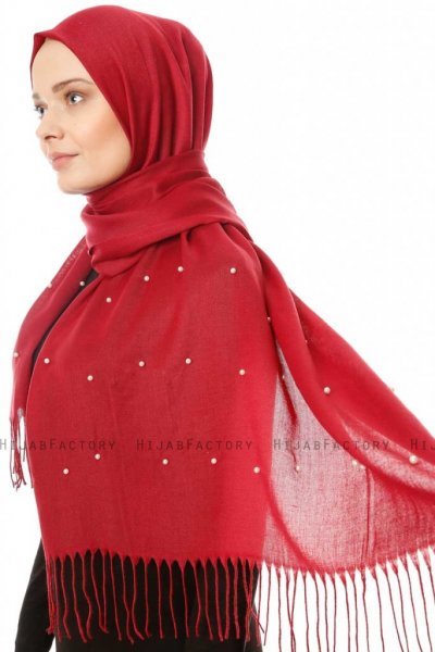 Kadri - Bordeaux Hijab Med Perler - Özsoy