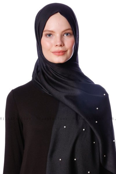 Kadri - Svart Hijab Med Perler - Özsoy