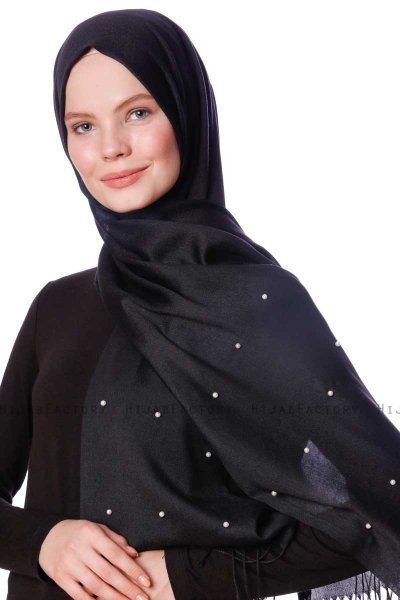 Kadri - Svart Hijab Med Perler - Özsoy