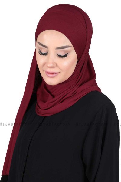 Kaisa - Bordeaux Praktisk Bumull Hijab