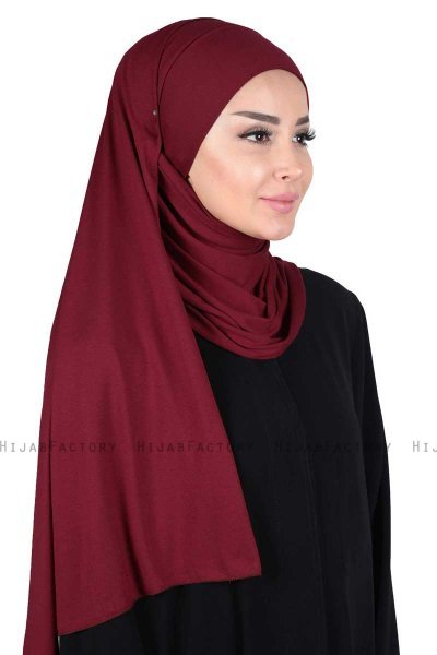Kaisa - Bordeaux Praktisk Bumull Hijab