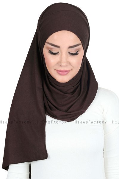 Kaisa - Brun Praktisk Bumull Hijab