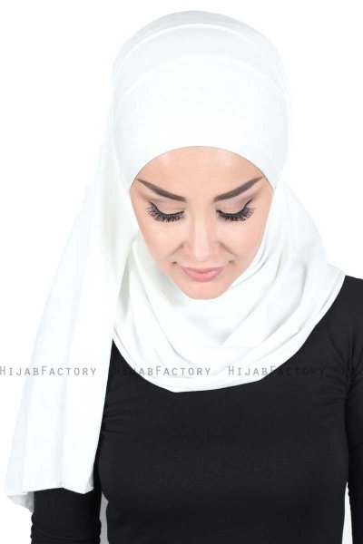 Kaisa - Creme Praktisk Bumull Hijab