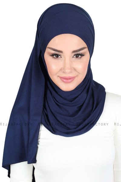 Kaisa - Marineblå Praktisk Bumull Hijab