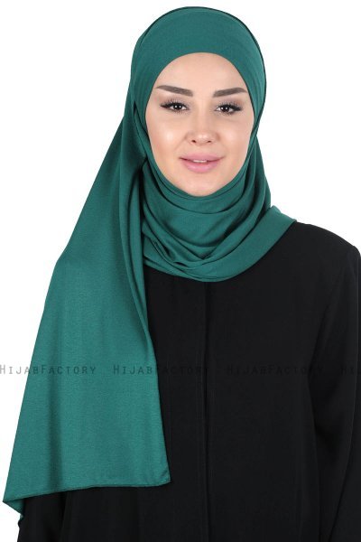 Kaisa - Mørk Grønn Praktisk Bumull Hijab