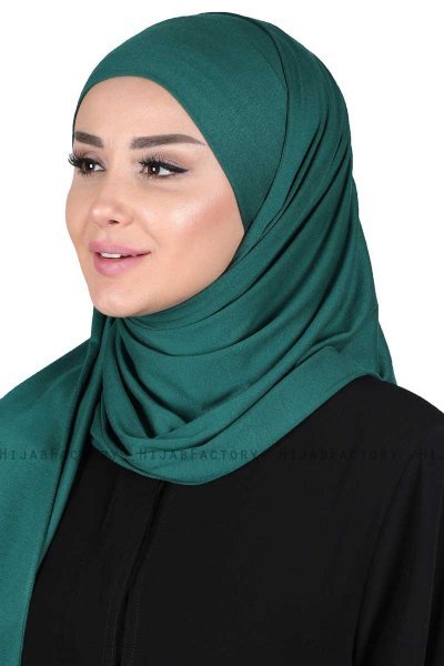 Kaisa - Mørk Grønn Praktisk Bumull Hijab