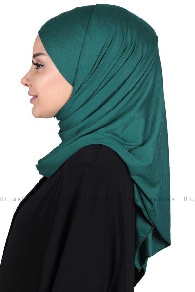 Kaisa - Mørk Grønn Praktisk Bumull Hijab