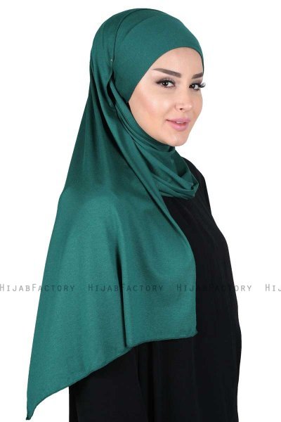 Kaisa - Mørk Grønn Praktisk Bumull Hijab