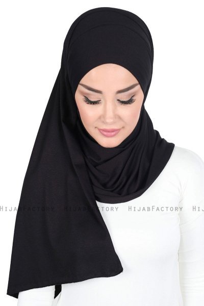 Kaisa - Svart Praktisk Bumull Hijab