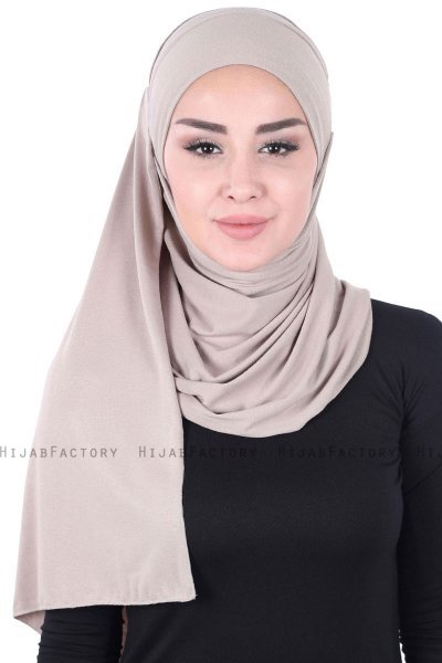 Kaisa - Taupe Praktisk Bumull Hijab