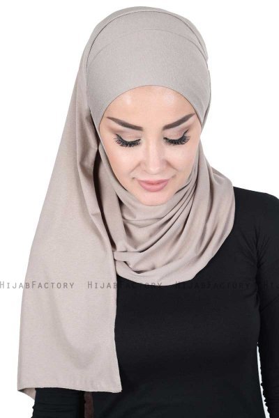 Kaisa - Taupe Praktisk Bumull Hijab