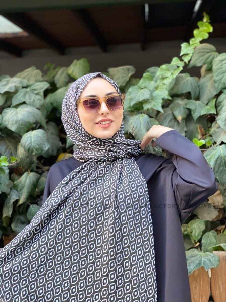 Kalila - Mørk Grønn Mønstret Bomull Hijab