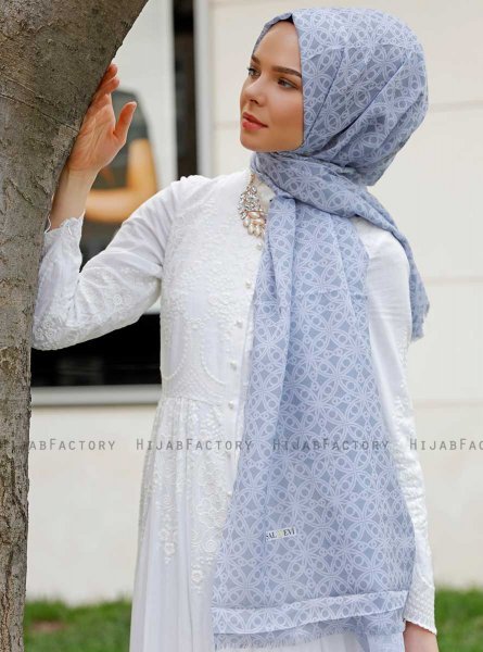Khadija - Grå Mønstret Hijab - Sal Evi