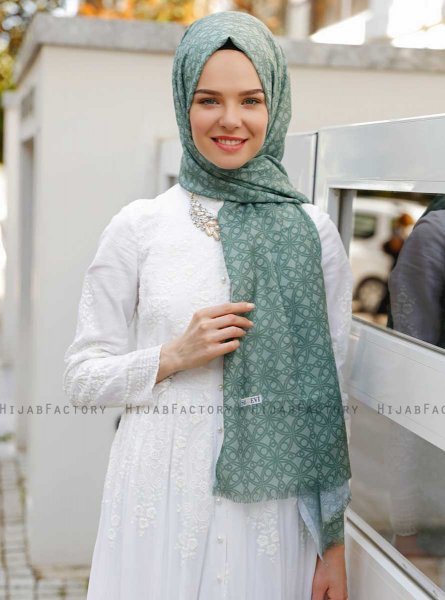 Khadija - Grønn Mønstret Hijab - Sal Evi