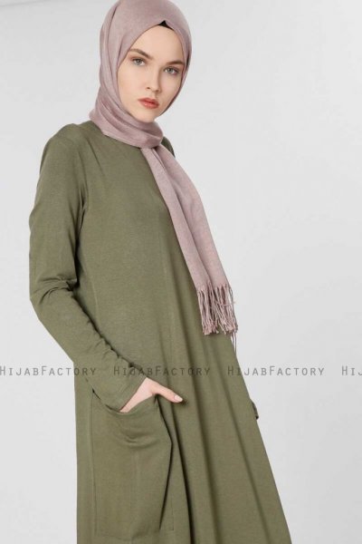 Kyda Khaki Klänning Med Fickor Miss Halima 280153d