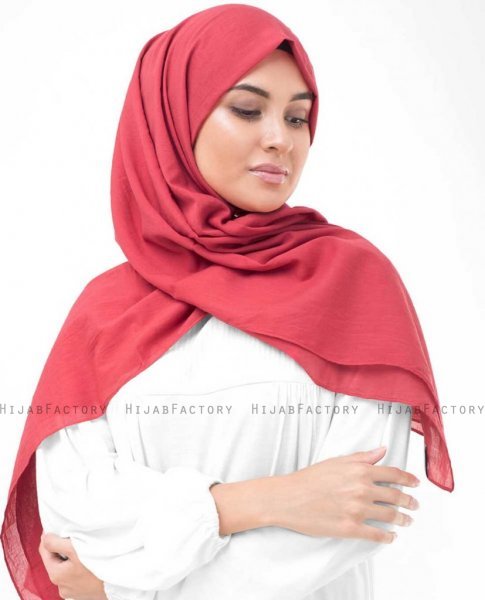 Lollipop Röd Bomull Voile Hijab InEssence 5TA70b