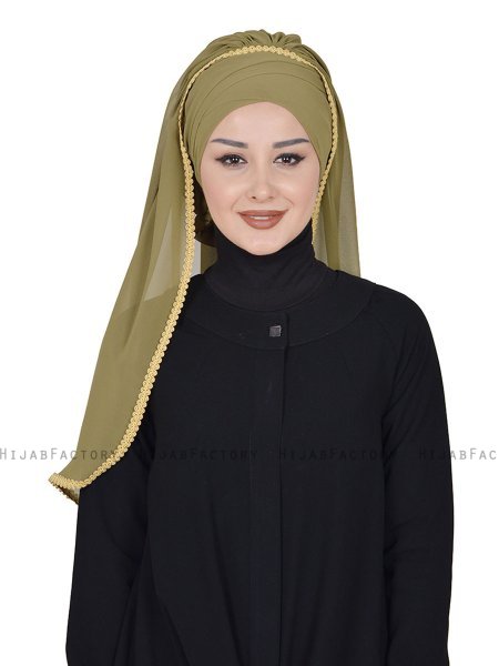 Louise - Khaki Praktisk Hijab - Ayse Turban