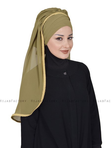 Louise - Khaki Praktisk Hijab - Ayse Turban