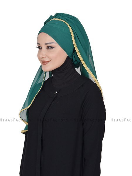 Louise - Mørk Grønn Praktisk Hijab - Ayse Turban