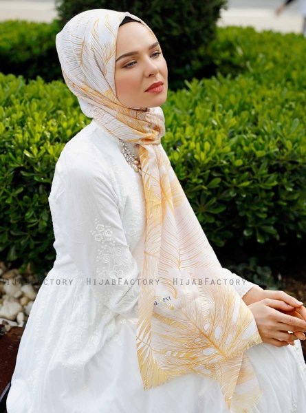 Luthfa - Gul Mønstret Hijab - Sal Evi