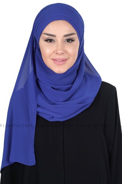 Malin - Blå Praktisk Chiffon Hijab