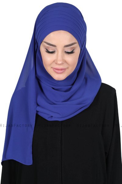 Malin - Blå Praktisk Chiffon Hijab