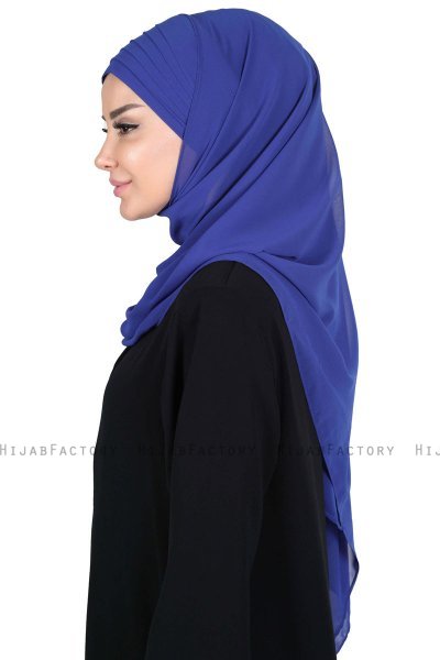 Malin - Blå Praktisk Chiffon Hijab