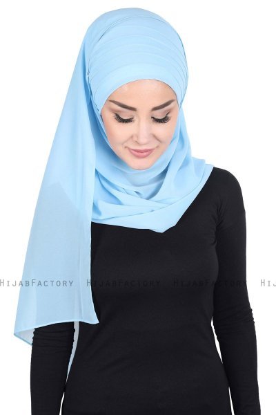 Malin - Lyseblå Praktisk Chiffon Hijab