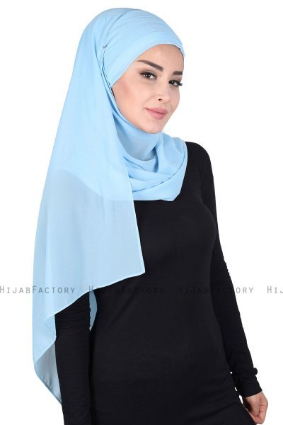 Malin - Lyseblå Praktisk Chiffon Hijab