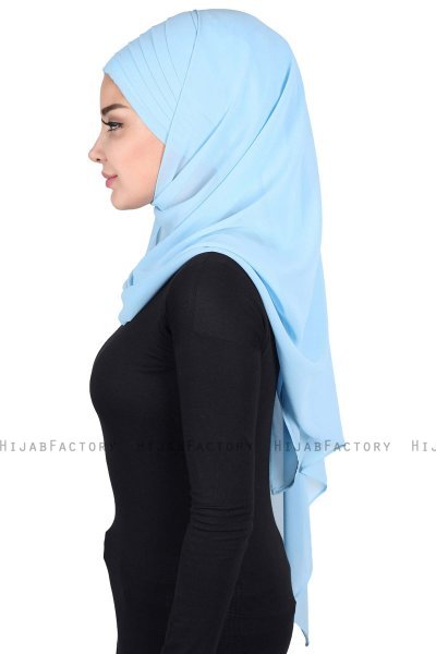 Malin - Lyseblå Praktisk Chiffon Hijab